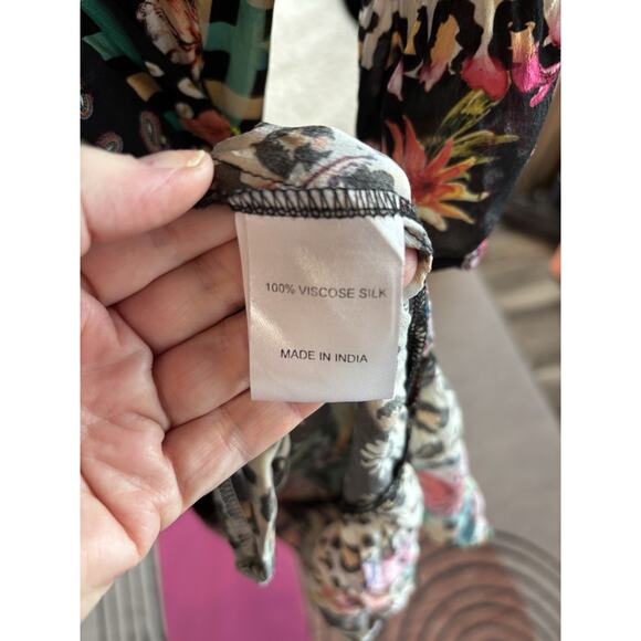 Shana Size Medium Applique Art To Wear Bohemian Button Down Long Sleeve Dress - Picture 4 of 6